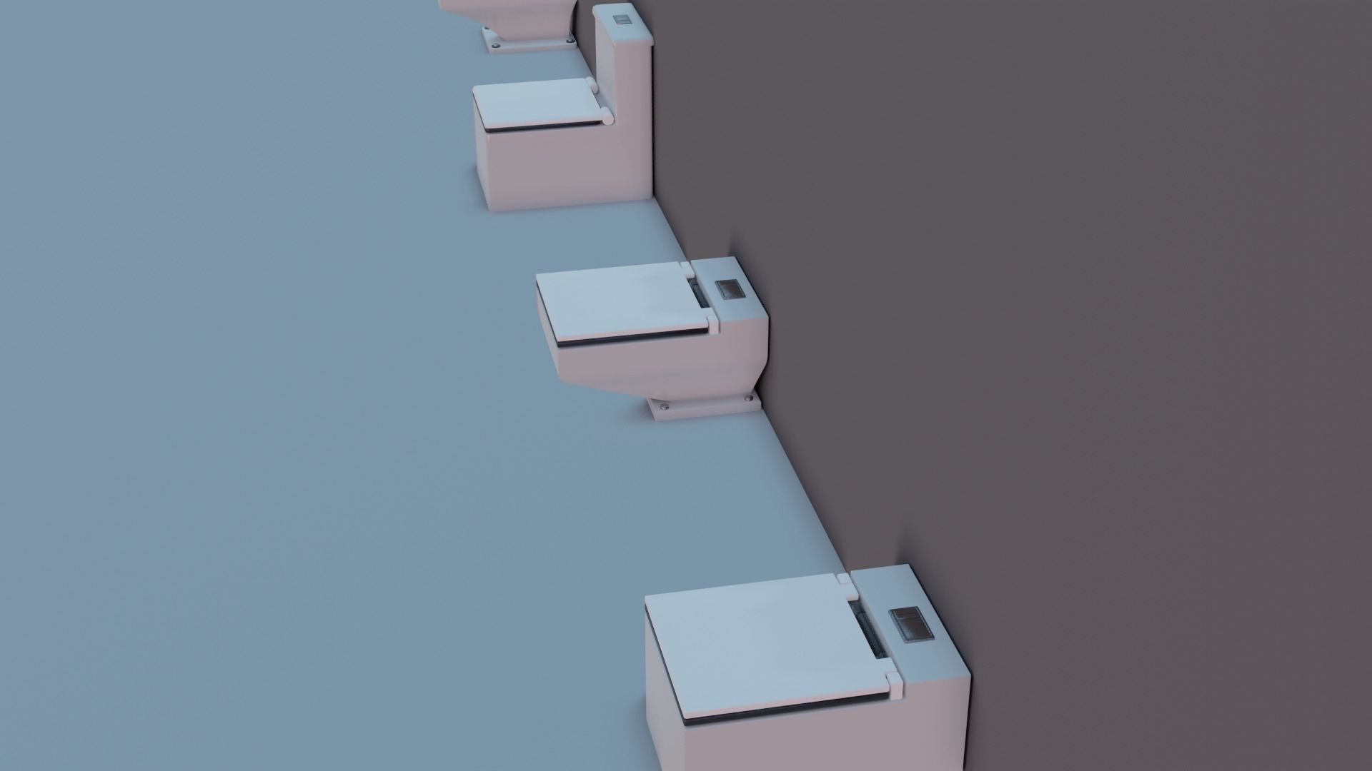 WC Toilet Pack Boxy Low-poly 3D model_29