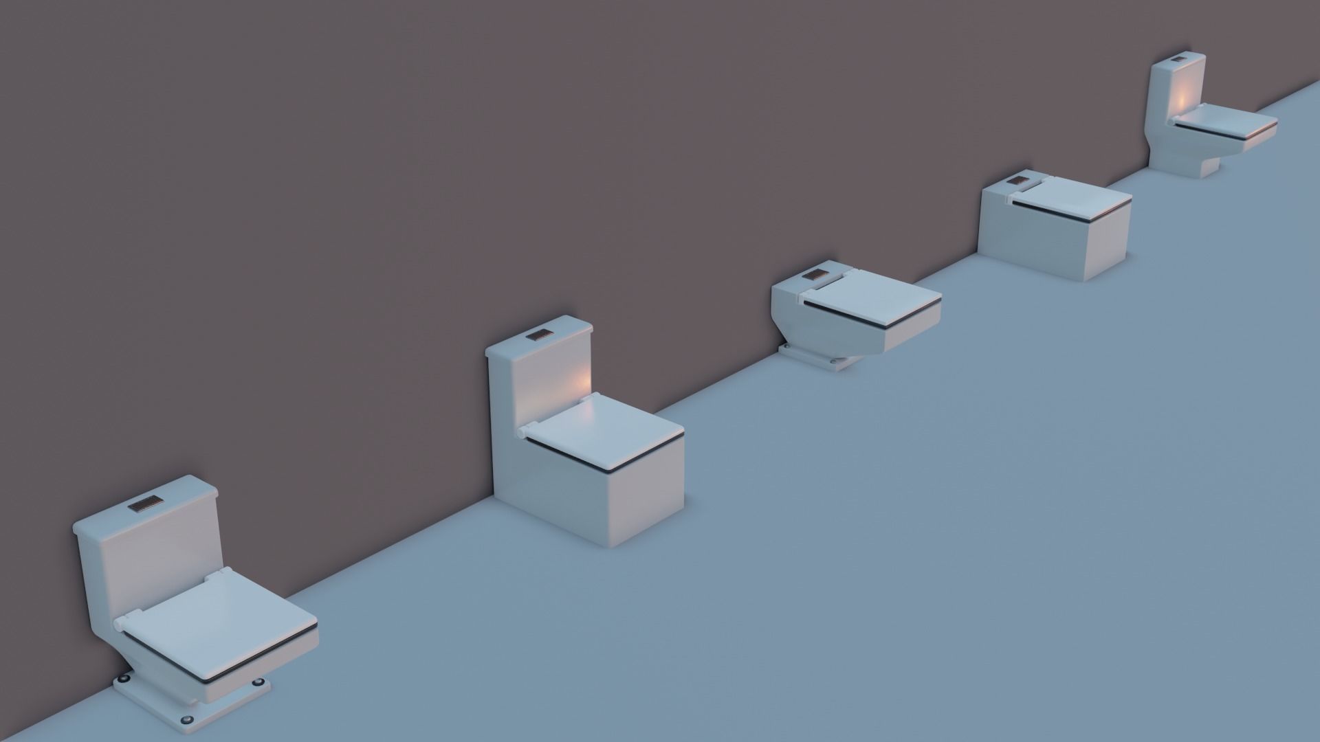 WC Toilet Pack Boxy Low-poly 3D model_4