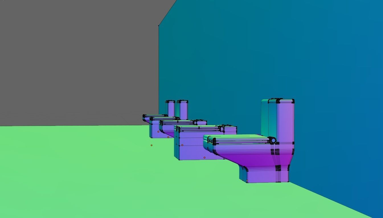 WC Toilet Pack Boxy Low-poly 3D model_19