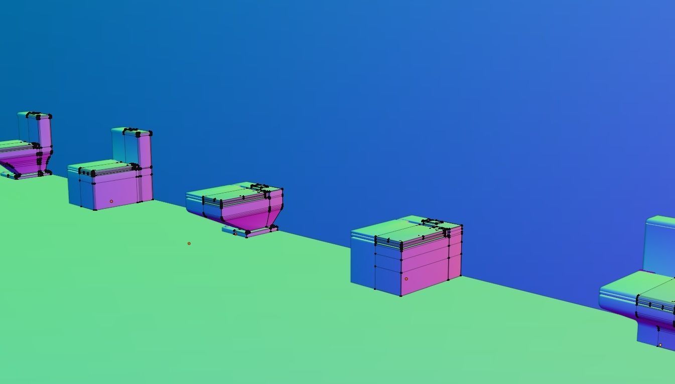 WC Toilet Pack Boxy Low-poly 3D model_16