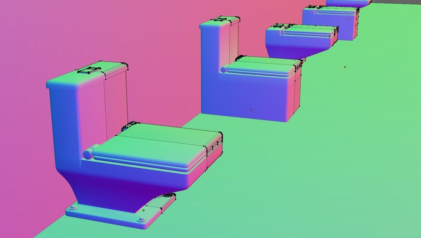 WC Toilet Pack Boxy Low-poly 3D model_17