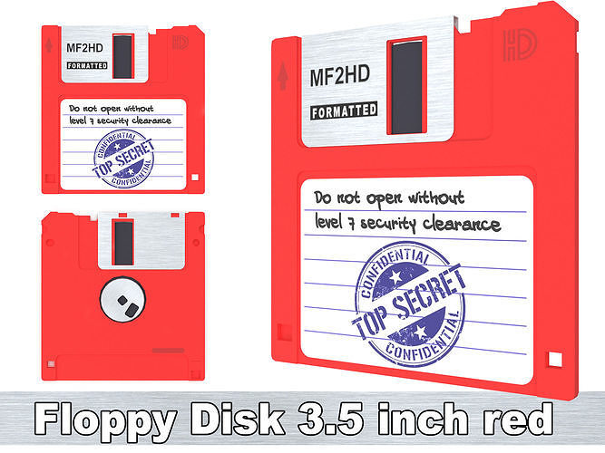 Floppy Disk 3 5 inch red 3D model