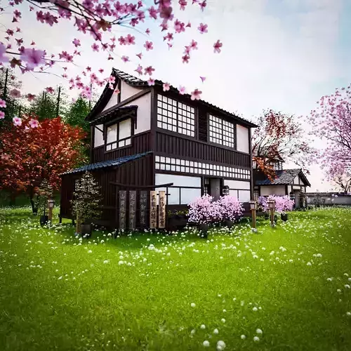 JAPAN TRADITIONAL BUILDING 001 Low-poly 3D model