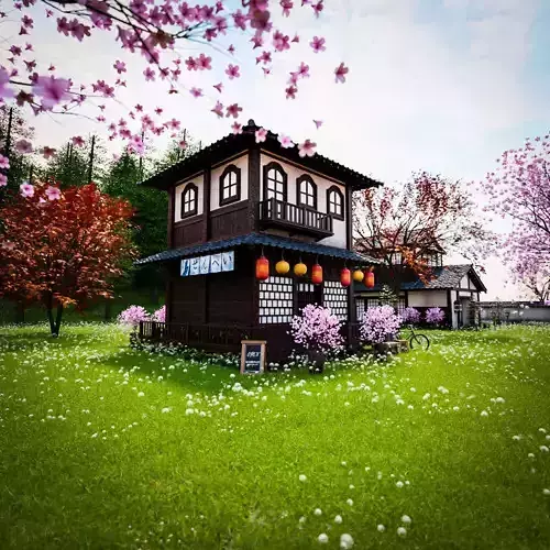 JAPAN TRADITIONAL BUILDING 002 Low-poly 3D model