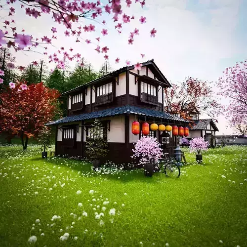 JAPAN TRADITIONAL BUILDING 004 Low-poly 3D model
