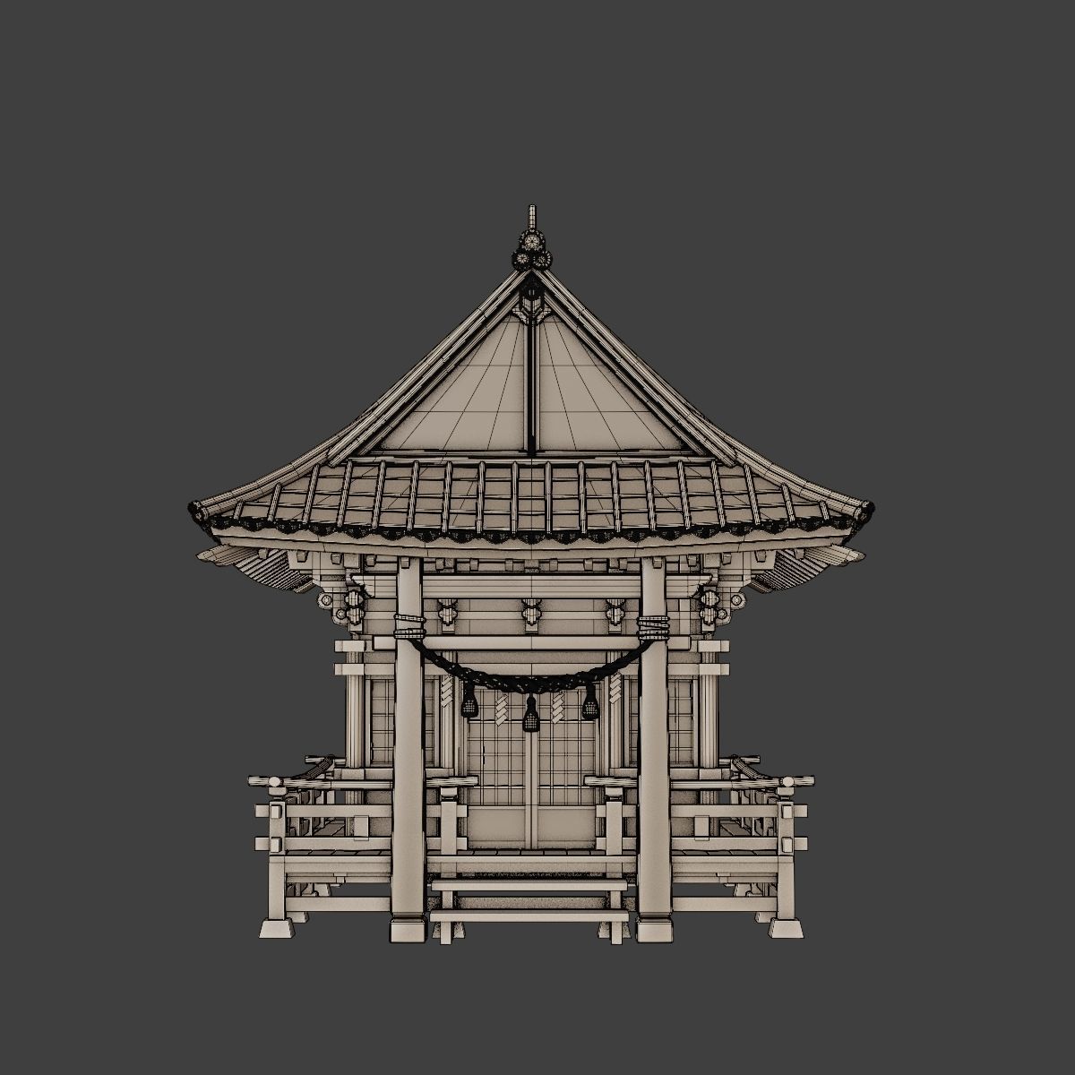 JAPANESE SHRINE Low-poly 3D model_17