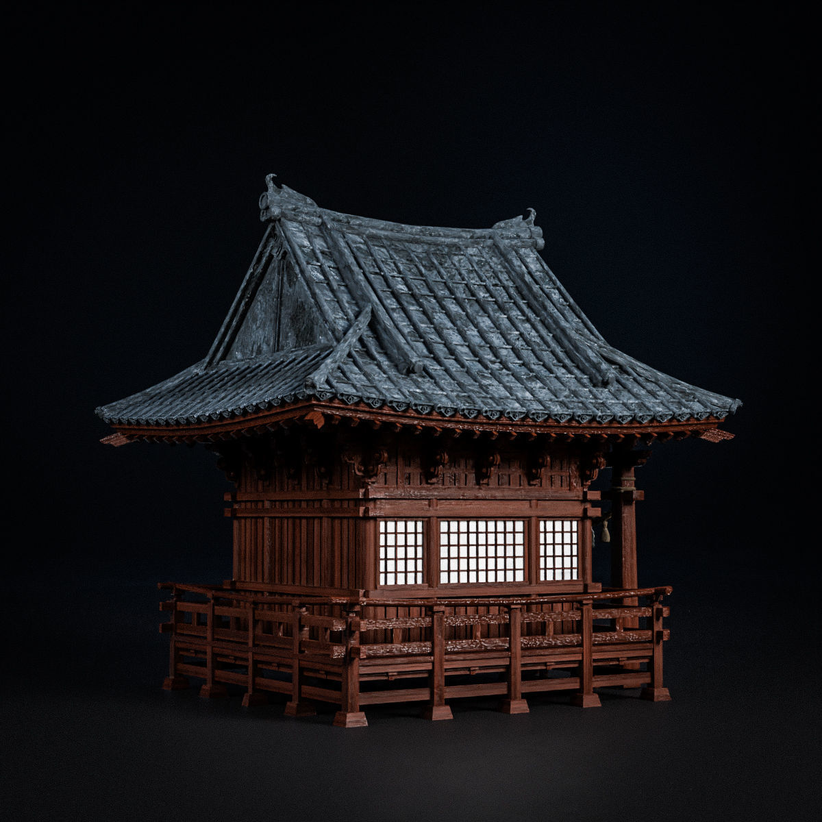 JAPANESE SHRINE Low-poly 3D model_10