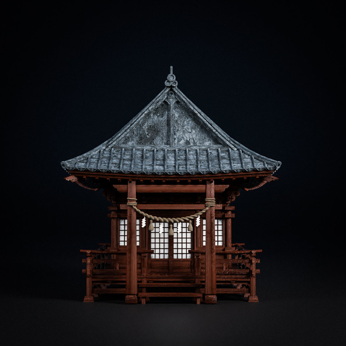 JAPANESE SHRINE Low-poly 3D model_2