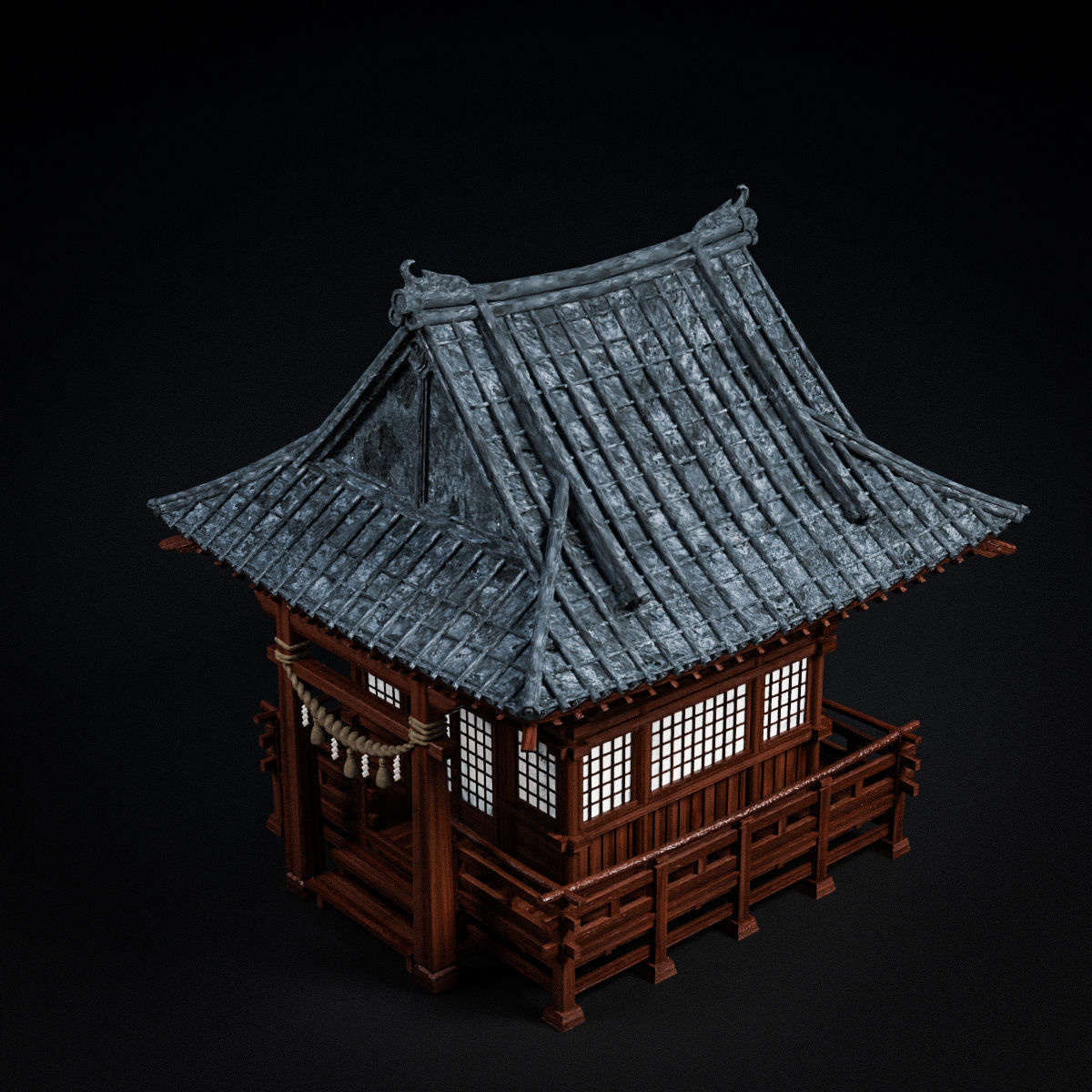 JAPANESE SHRINE Low-poly 3D model_5