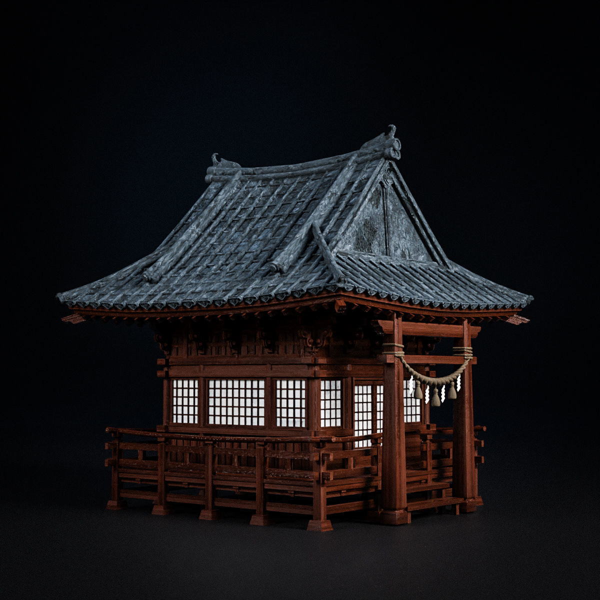 JAPANESE SHRINE Low-poly 3D model_4
