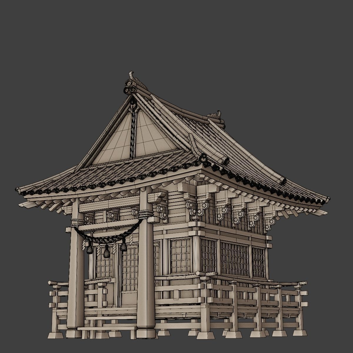JAPANESE SHRINE Low-poly 3D model_15