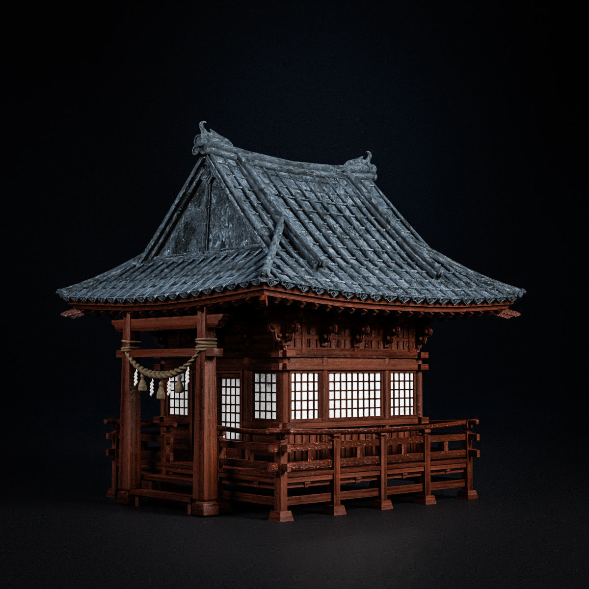 JAPANESE SHRINE Low-poly 3D model_11