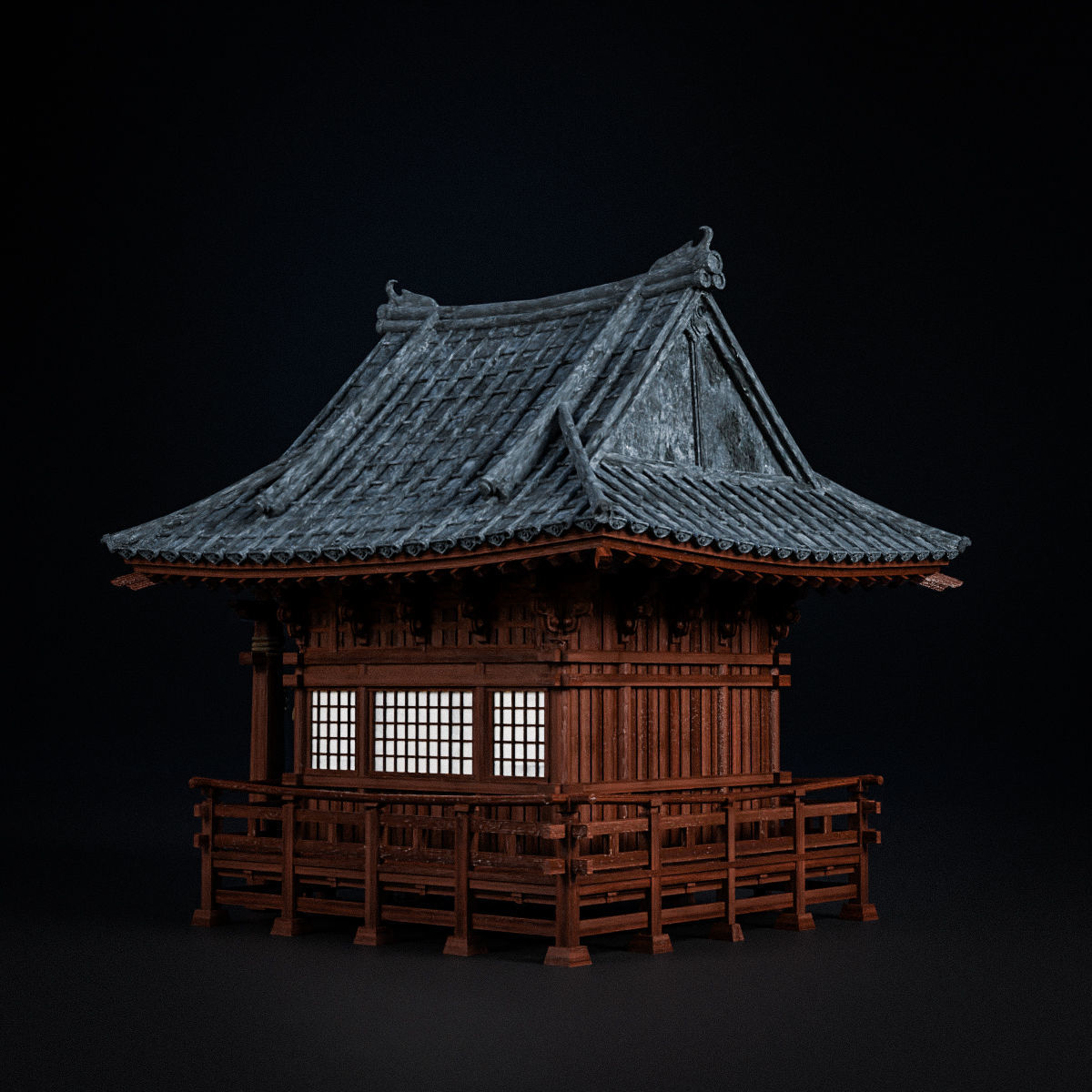 JAPANESE SHRINE Low-poly 3D model_6