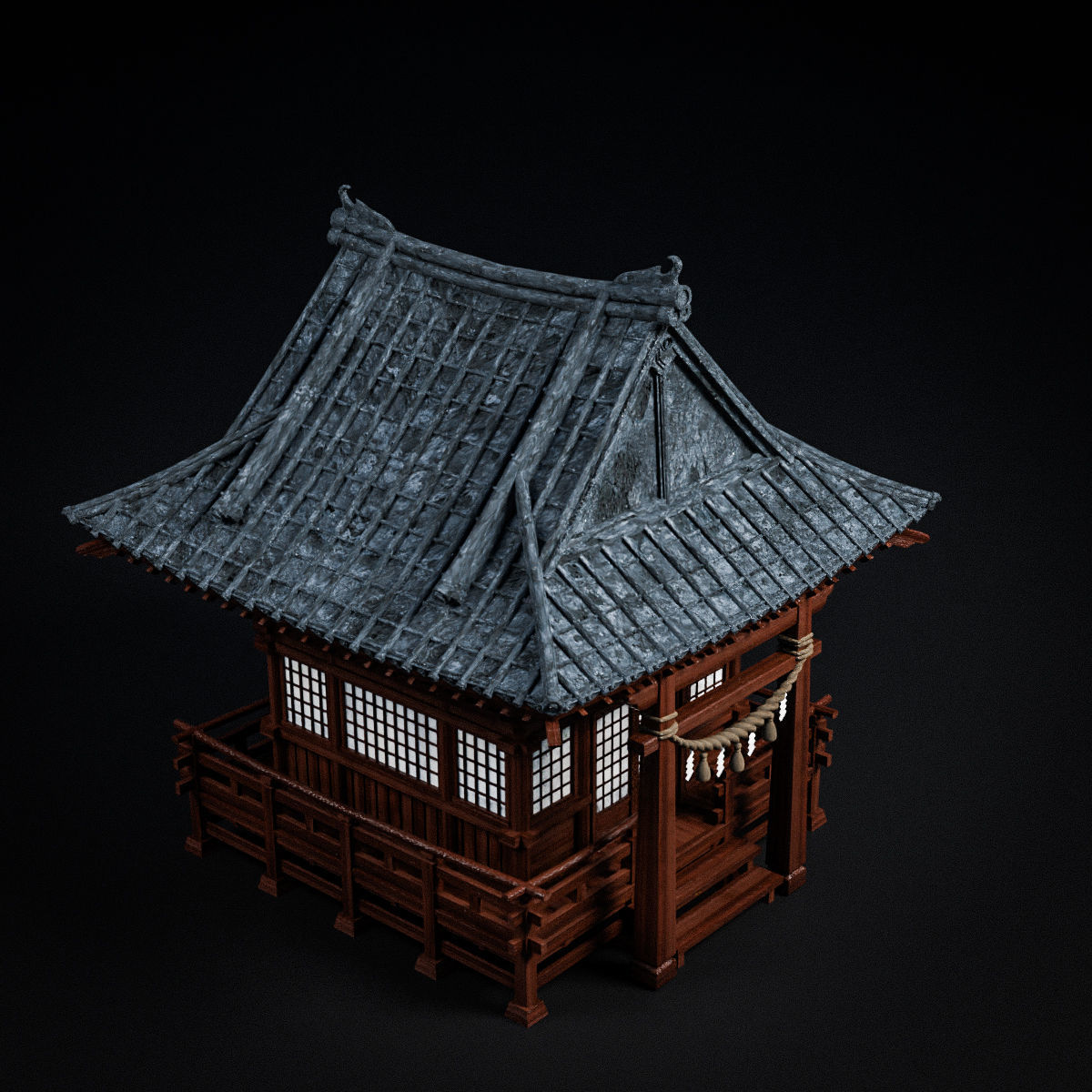 JAPANESE SHRINE Low-poly 3D model_12