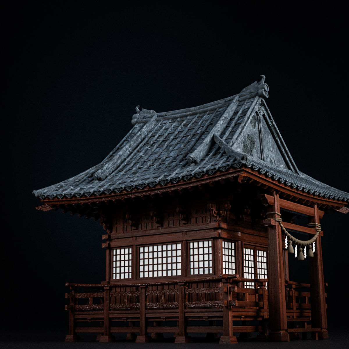 JAPANESE SHRINE Low-poly 3D model_9