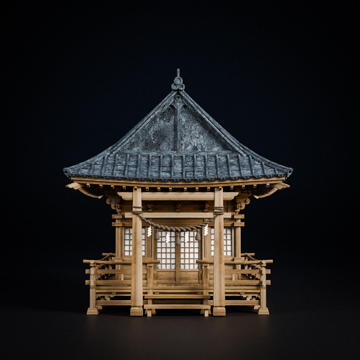 JAPANESE SHRINE Low-poly 3D model_13