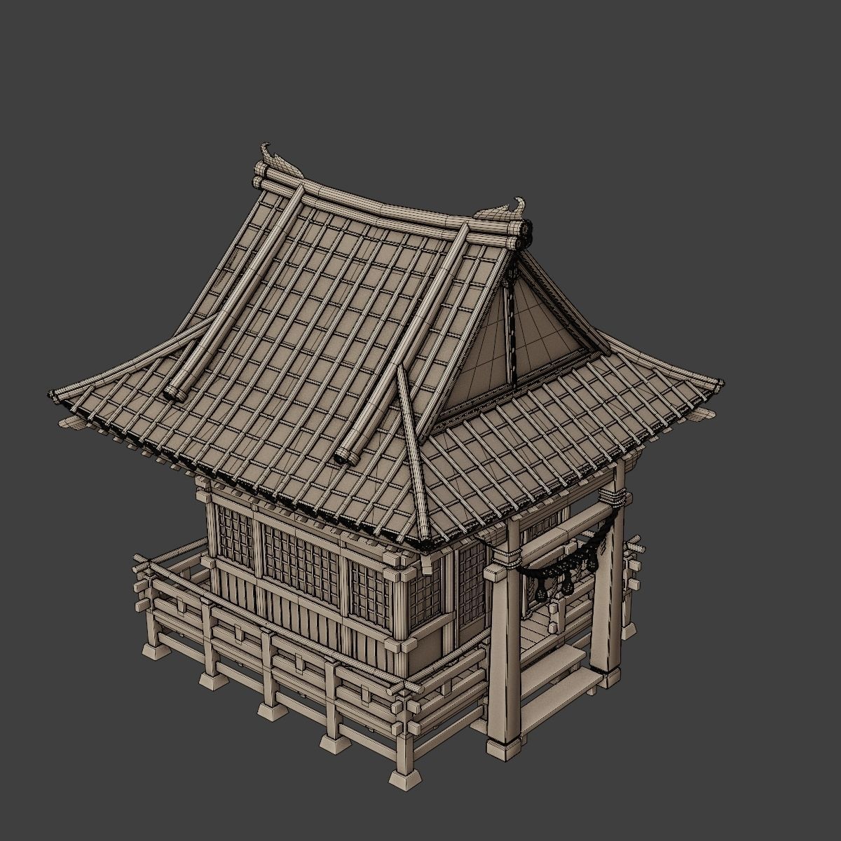 JAPANESE SHRINE Low-poly 3D model_16