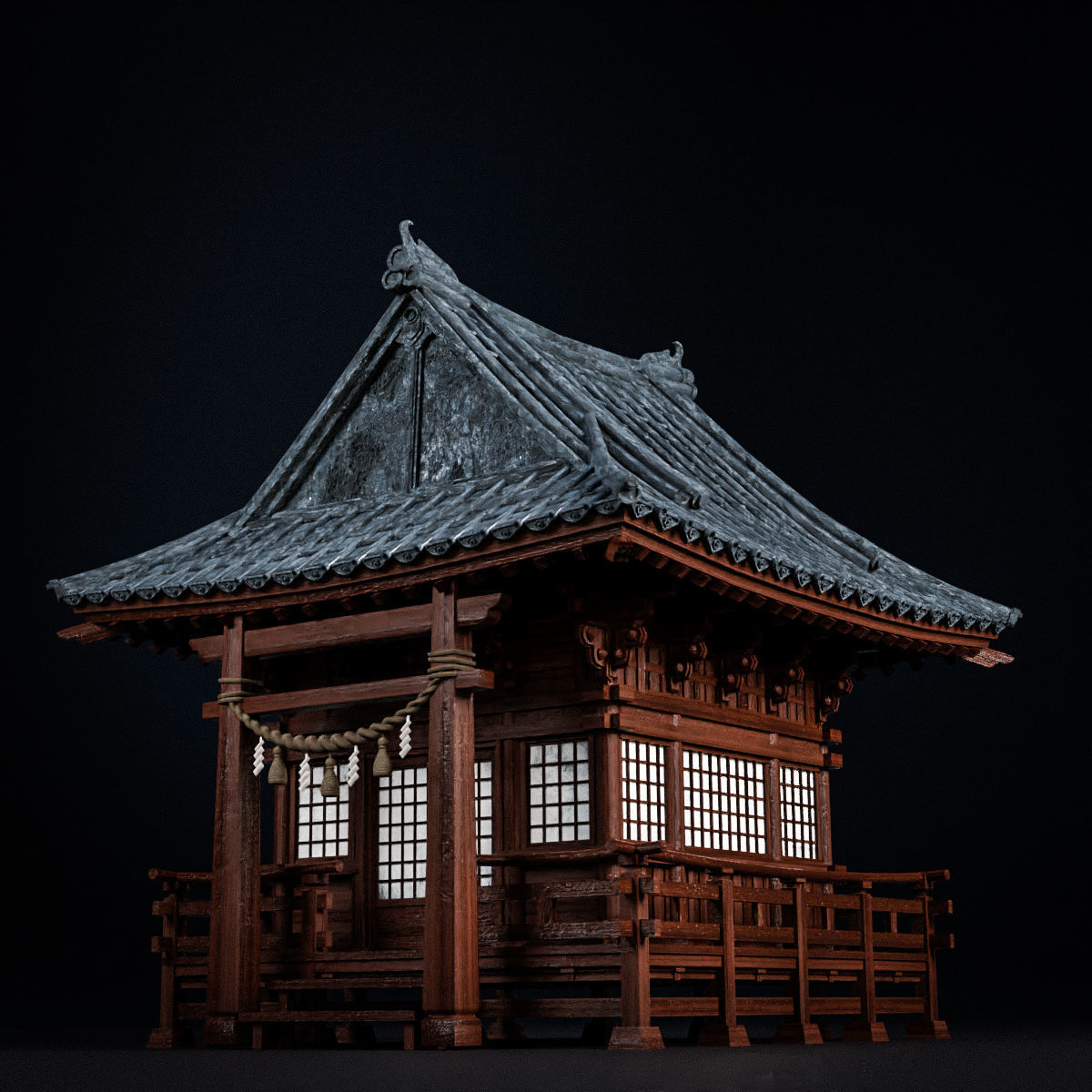 JAPANESE SHRINE Low-poly 3D model_7