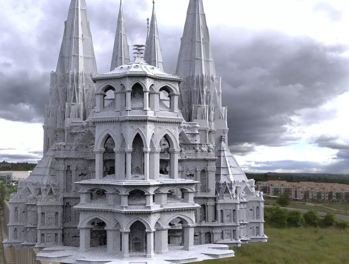 Elven city lothlorian forest castle 3D 3D model_0