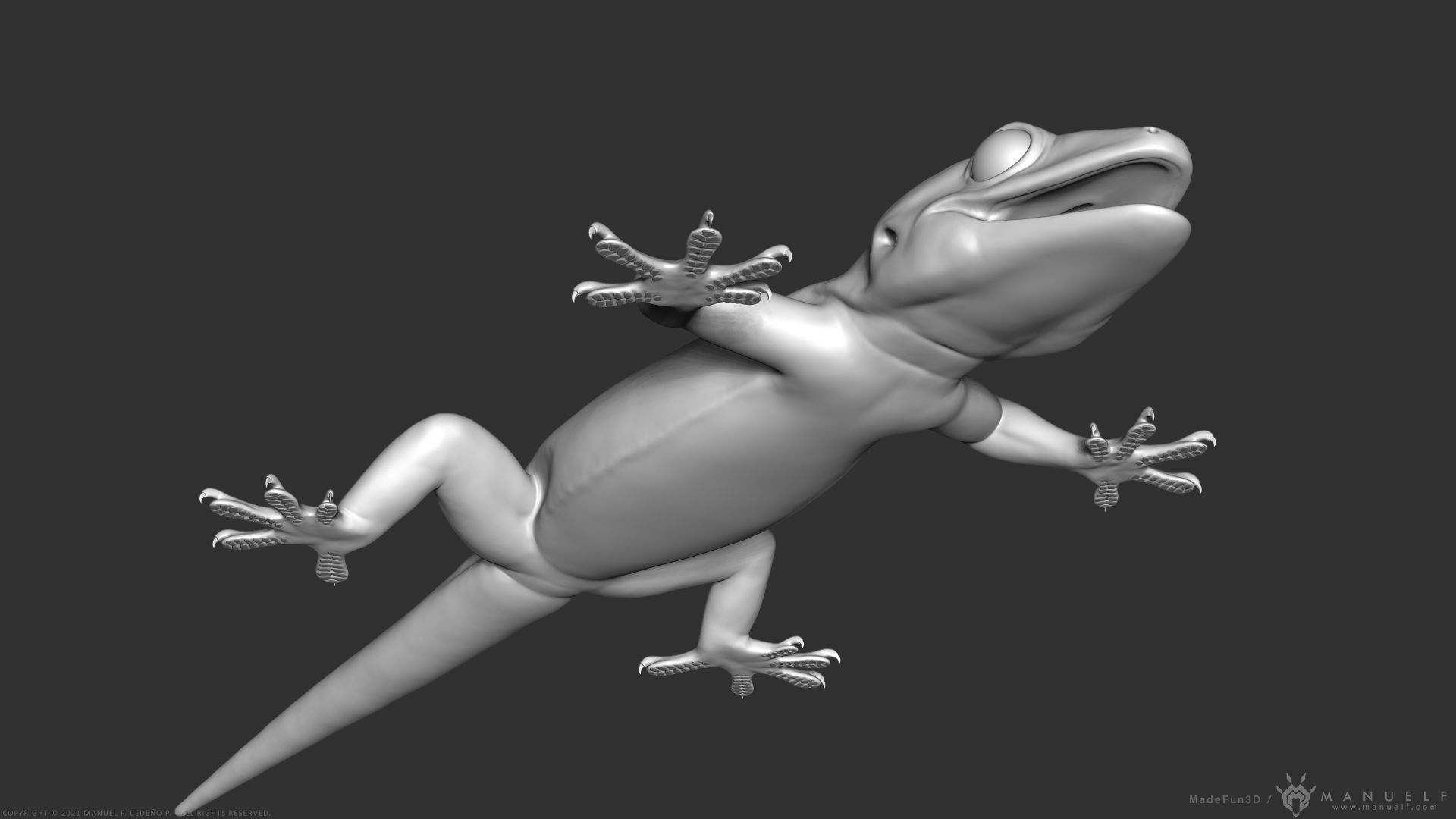 Tropical House Gecko Lizard - Highpoly Model 3D model_15