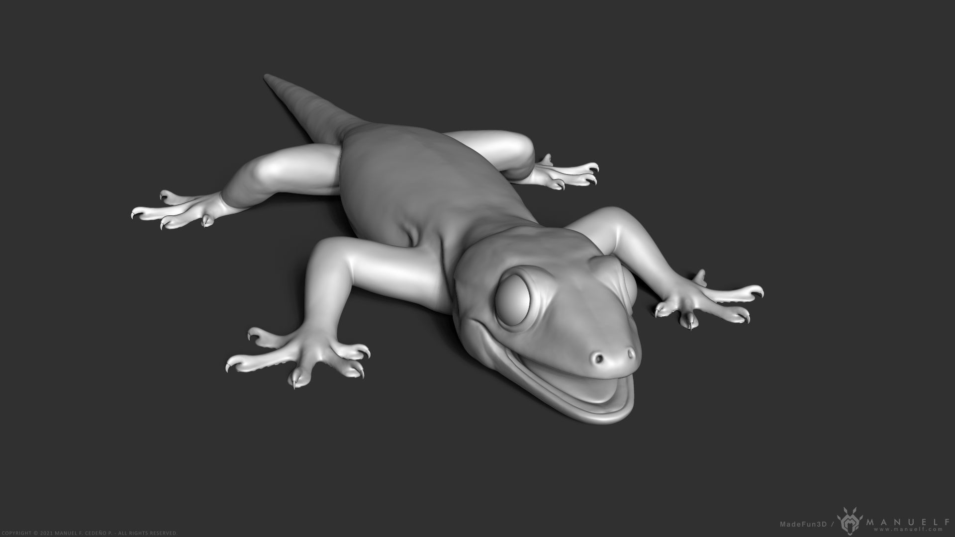 Tropical House Gecko Lizard - Highpoly Model 3D model_5