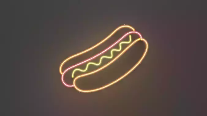 Hot Dog - Neon Sign 3D model