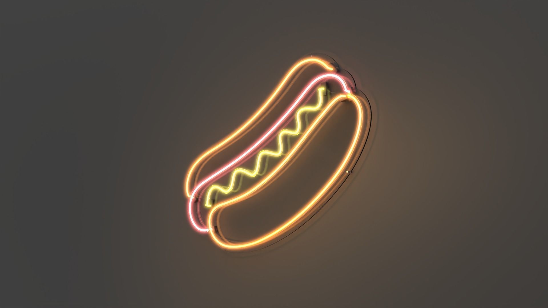 Hot Dog - Neon Sign 3D model_3