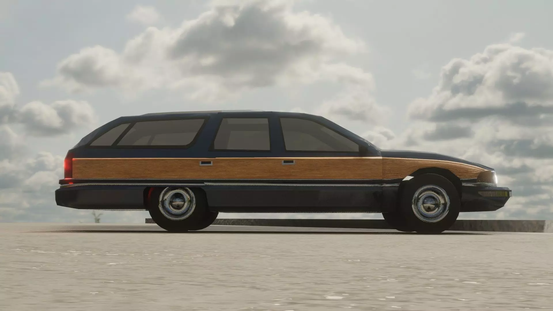 Low Poly 1992 Buick Roadmaster Estate Wagon Rigged Low-poly 3D model