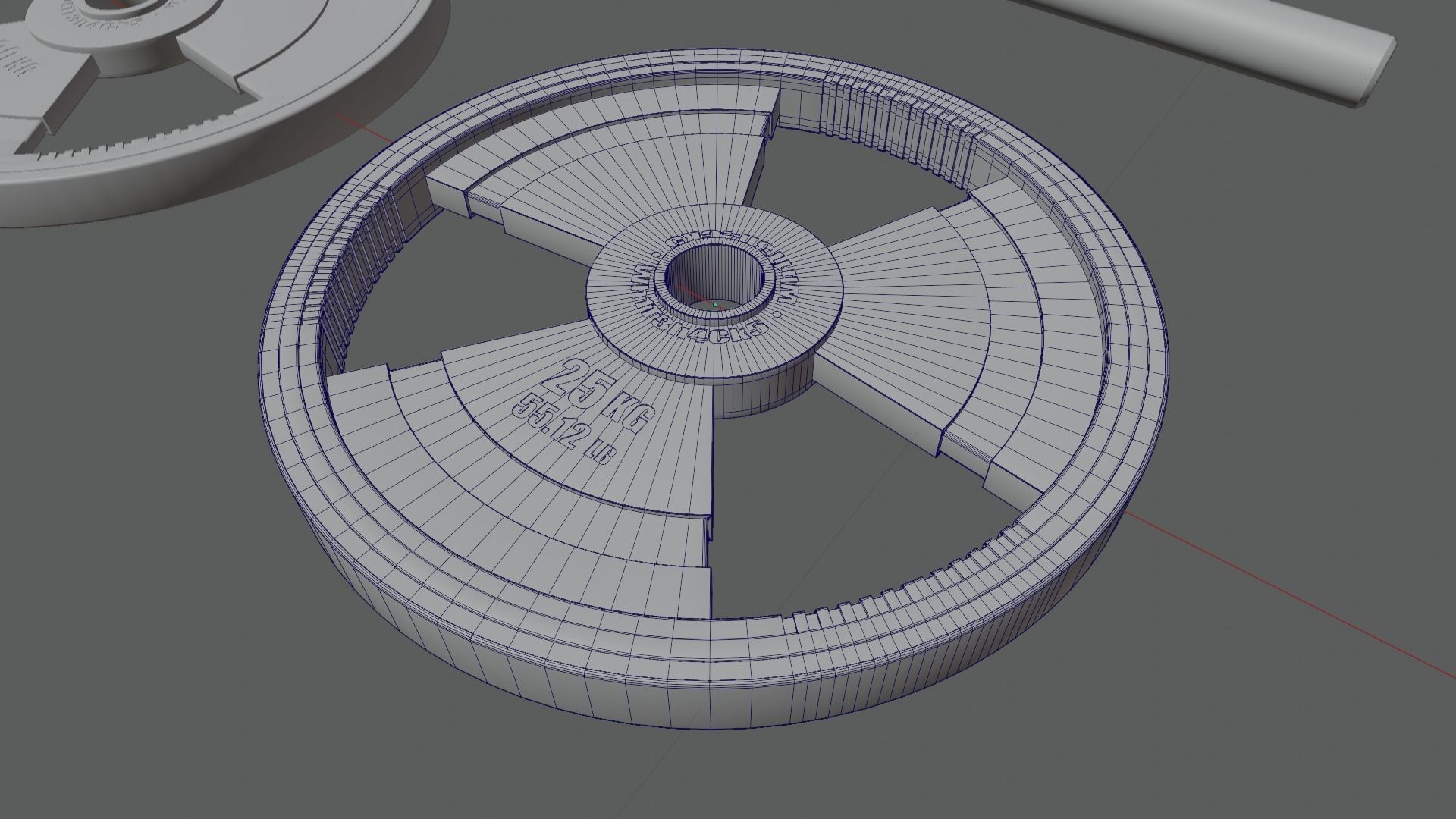 Olympic Barbell with Nuke Weight Plates 3D model_5