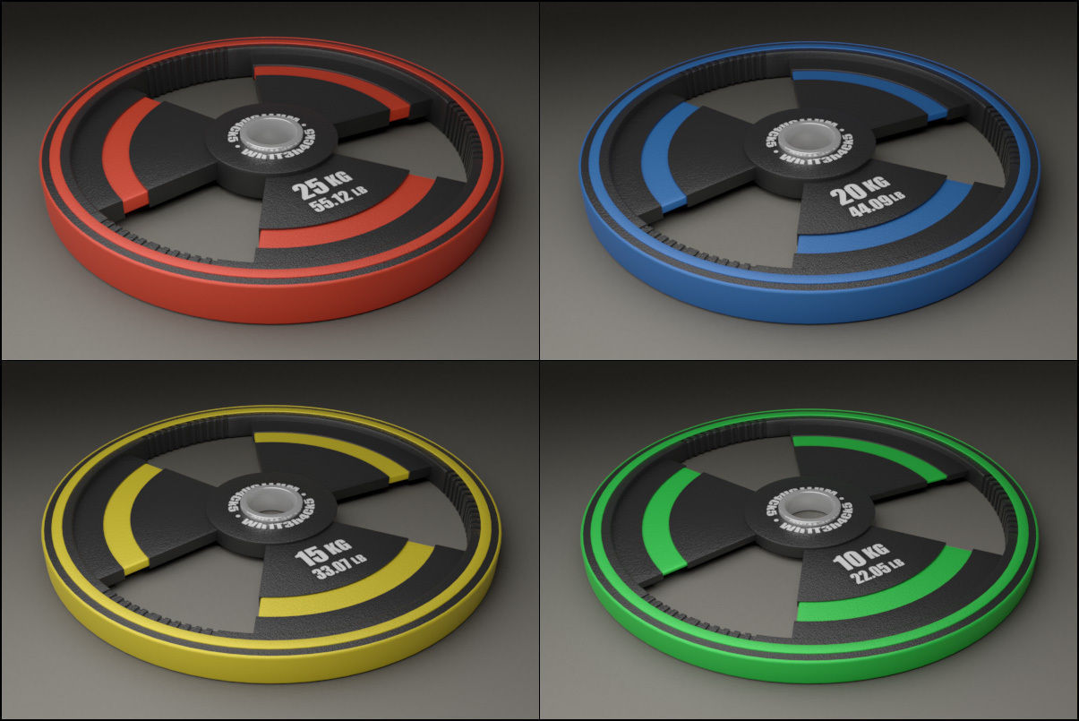 Olympic Barbell with Nuke Weight Plates 3D model_1