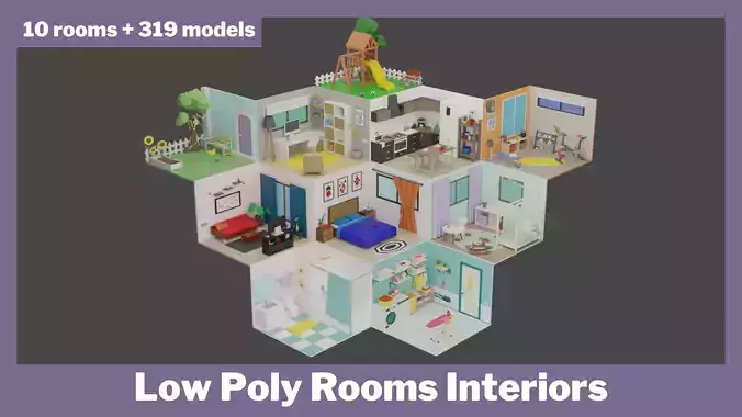 Low Poly Rooms Interior 1