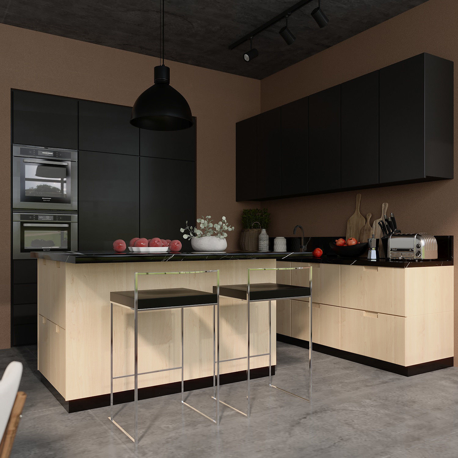 kitchen modern with walls 3D model_5