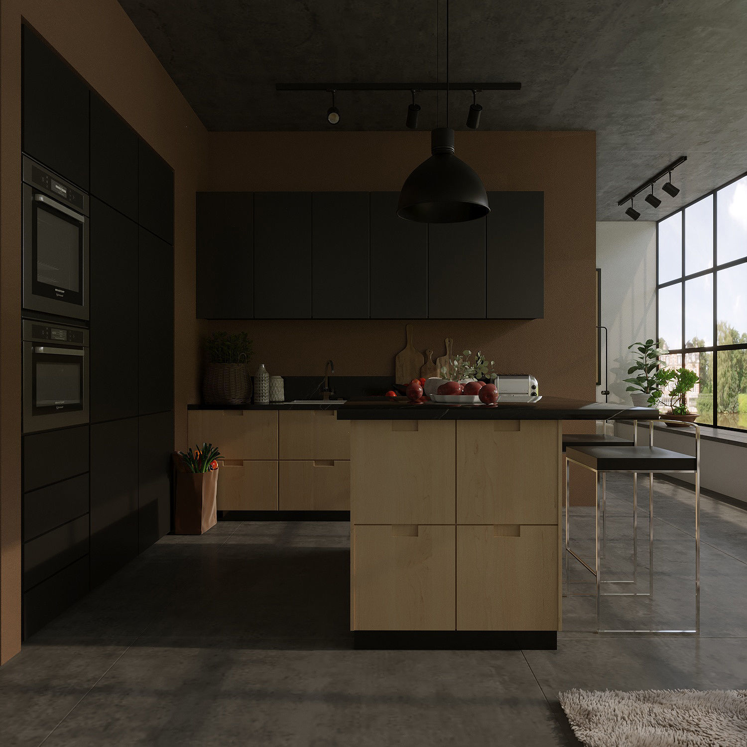 kitchen modern with walls 3D model_8