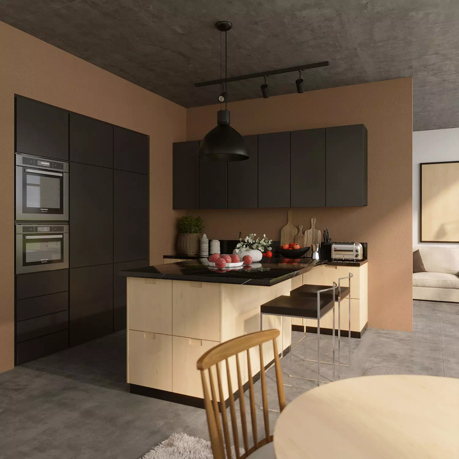 kitchen modern with walls 3D model_0