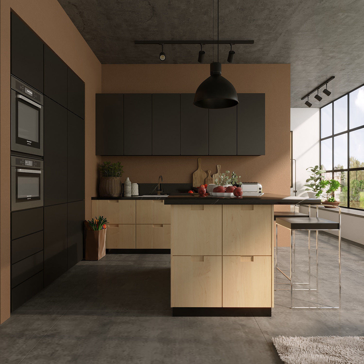 kitchen modern with walls 3D model_6