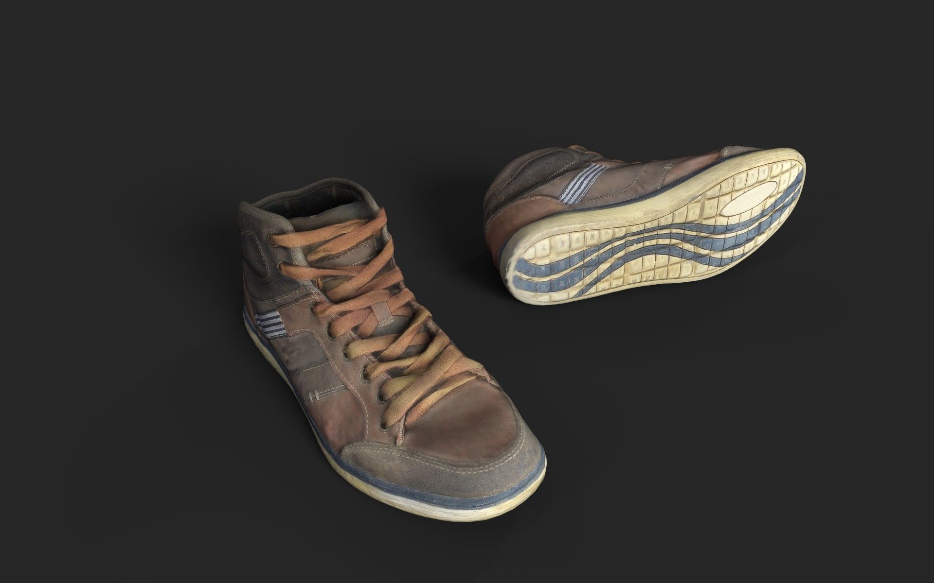 Worn Sneakers Low-poly 3D model_1