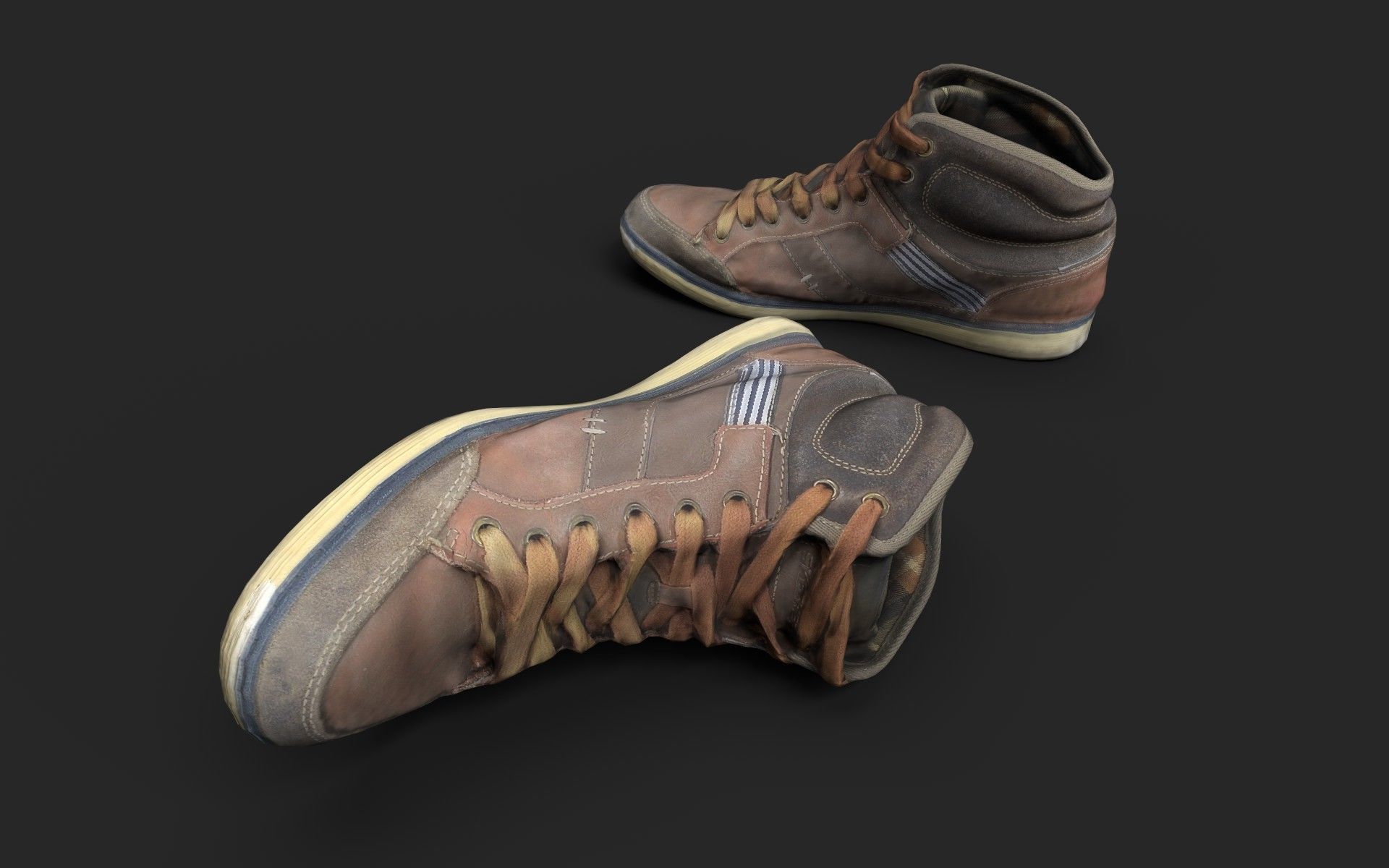 Worn Sneakers Low-poly 3D model_3
