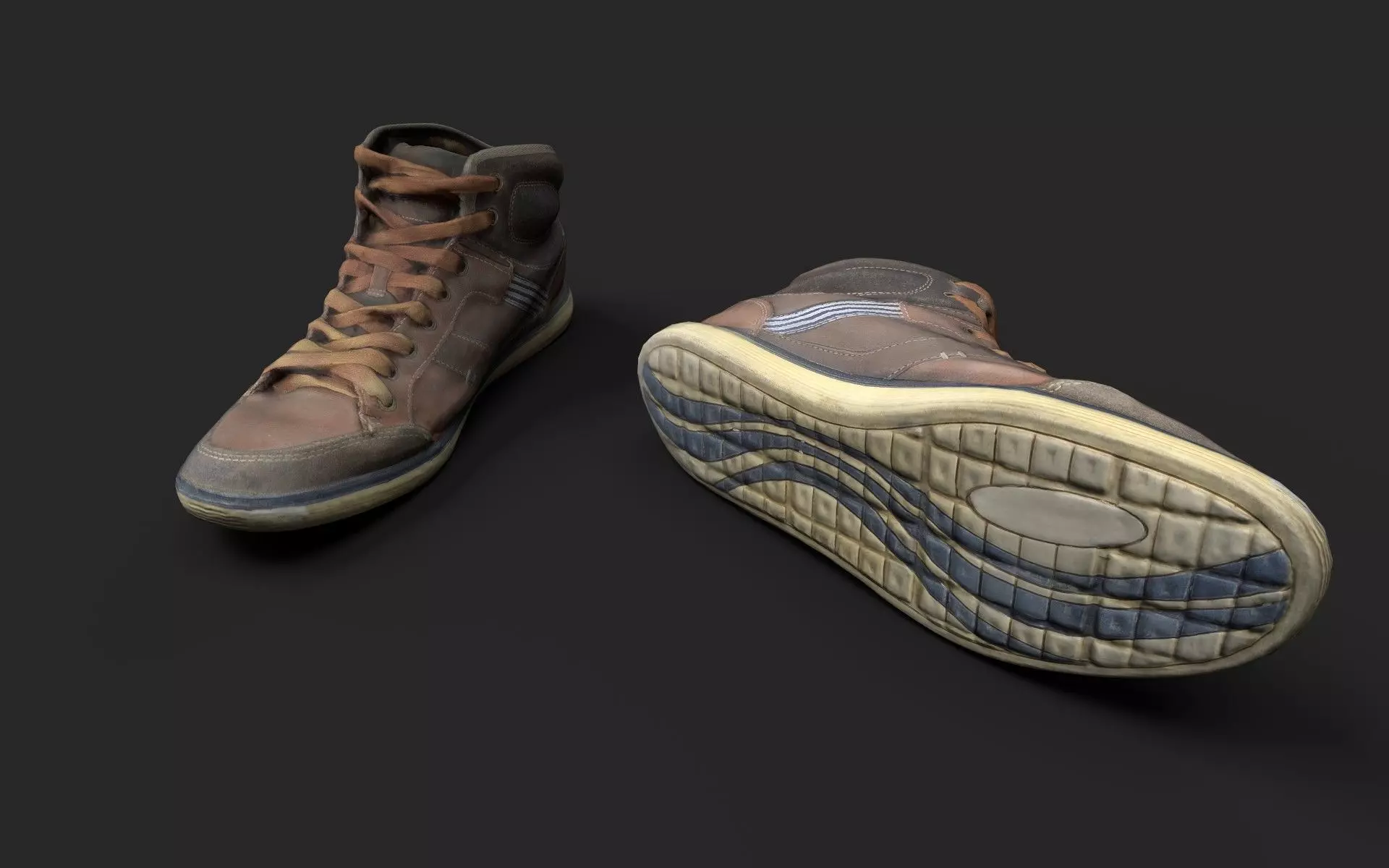 Worn Sneakers Low-poly 3D model_0