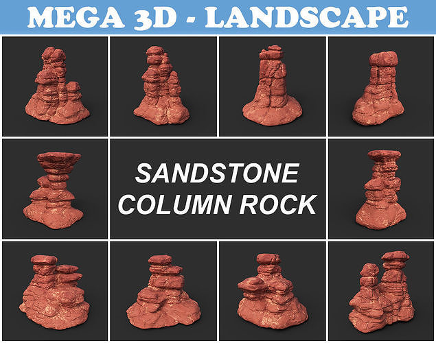 Low poly Sandstone Column 210907 Low-poly 3D model