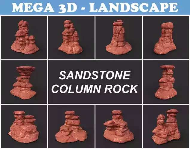 Low poly Sandstone Column 210907 Low-poly 3D model