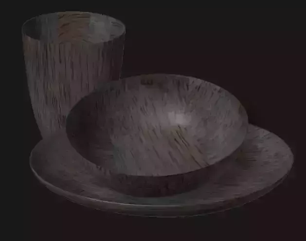 worn wooden dishes