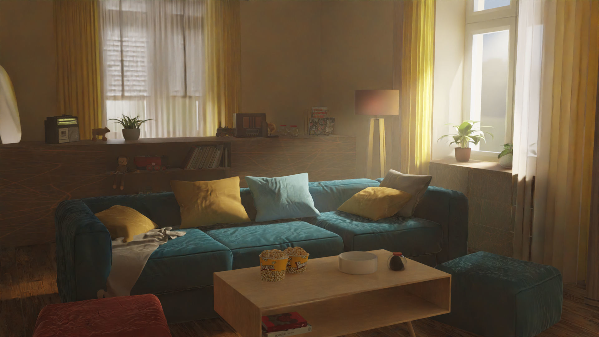 Cinematic TVC Living Room and Kitchen Set Scene - Blender 3D model_2