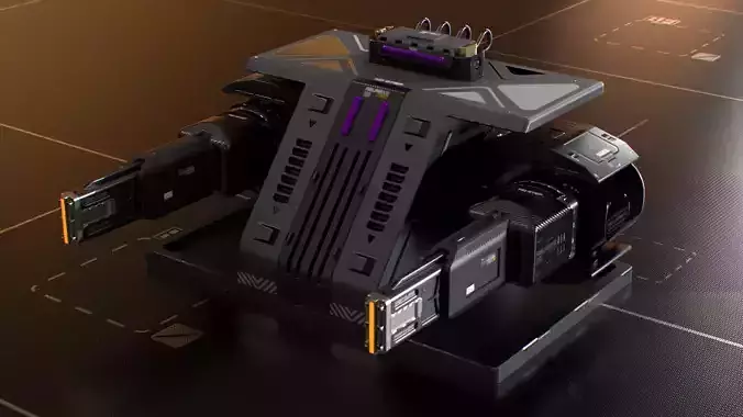 Laser Turret - ASURAX2 Low-poly 3D model