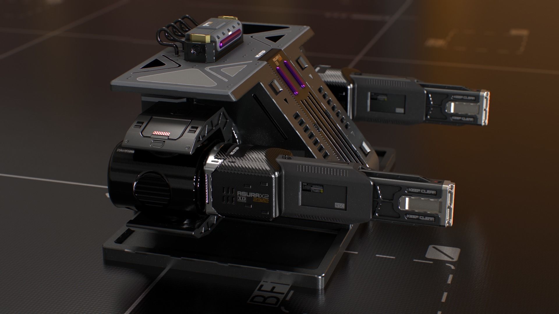 Laser Turret - ASURAX2 Low-poly 3D model_9