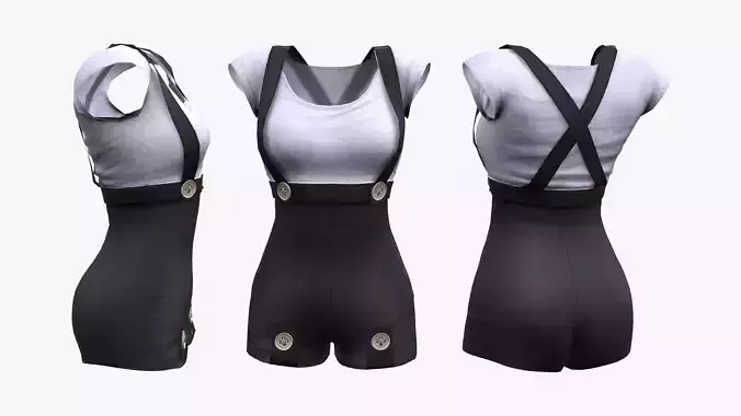 Steampunk Romper Outfit Low-poly 3D model