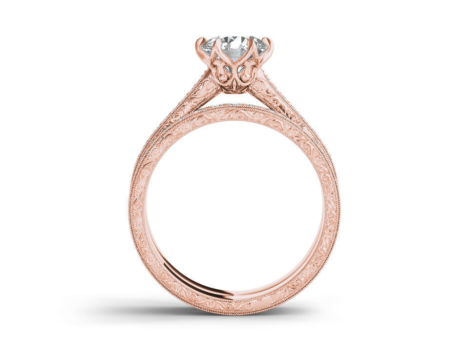 Solitaire ring model 3D print model_2