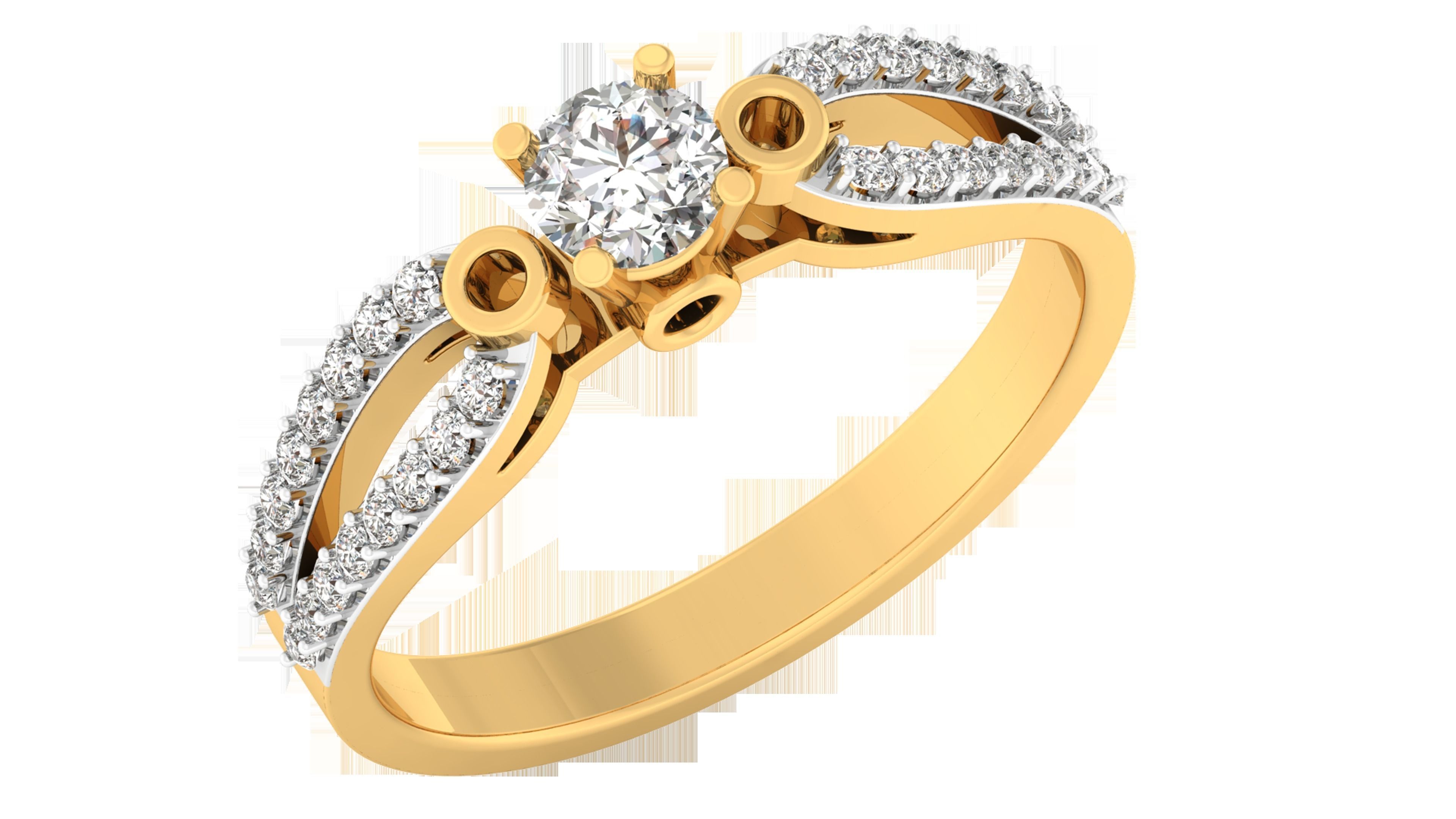 Solitaire ring model 3D print model_1