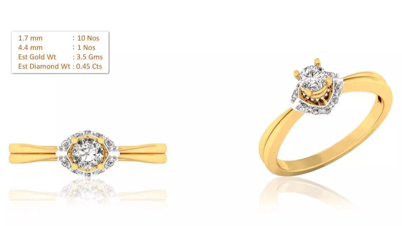 Solitaire ring model 3D print model_0