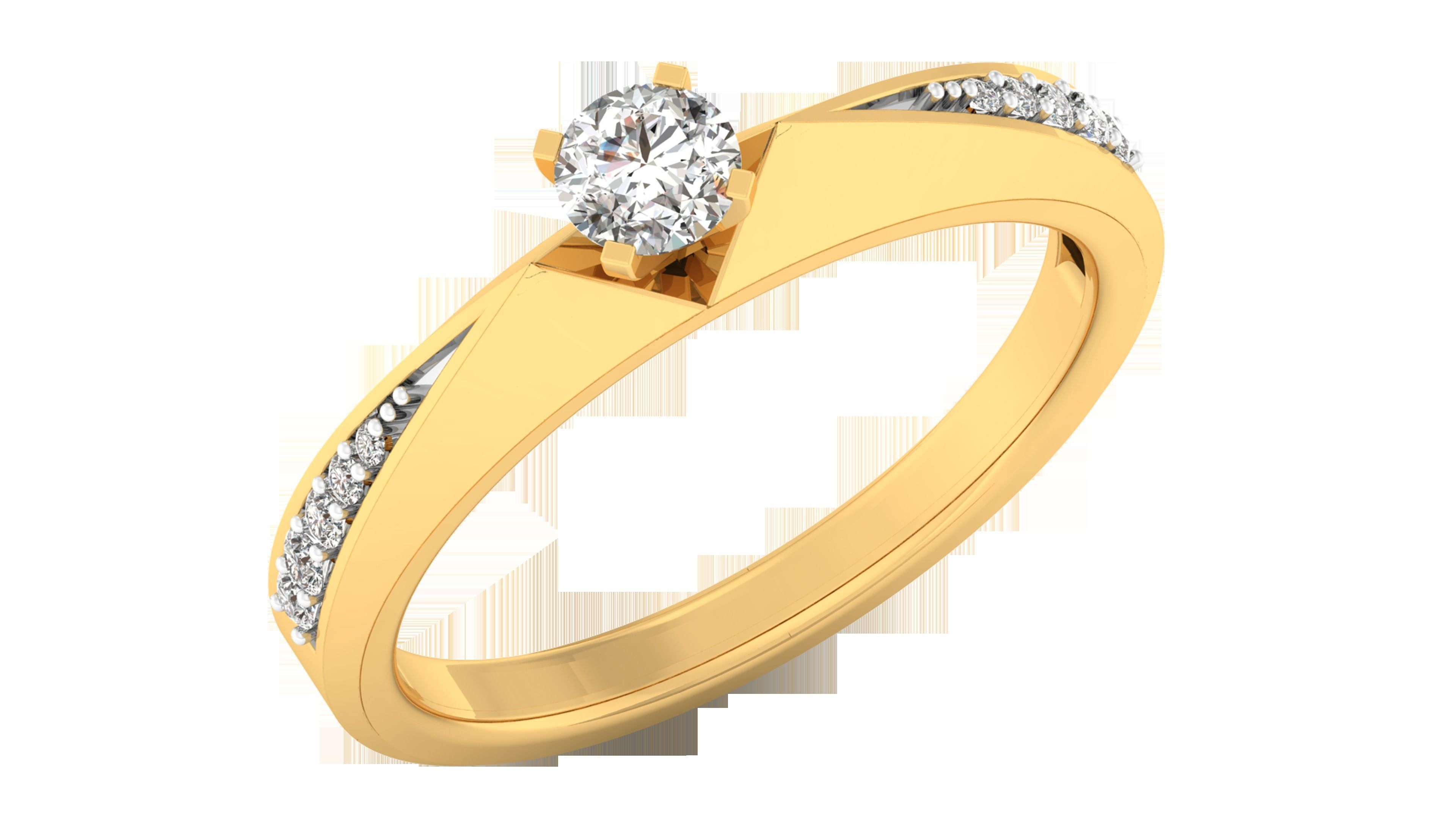 Solitaire ring model 3D print model_1