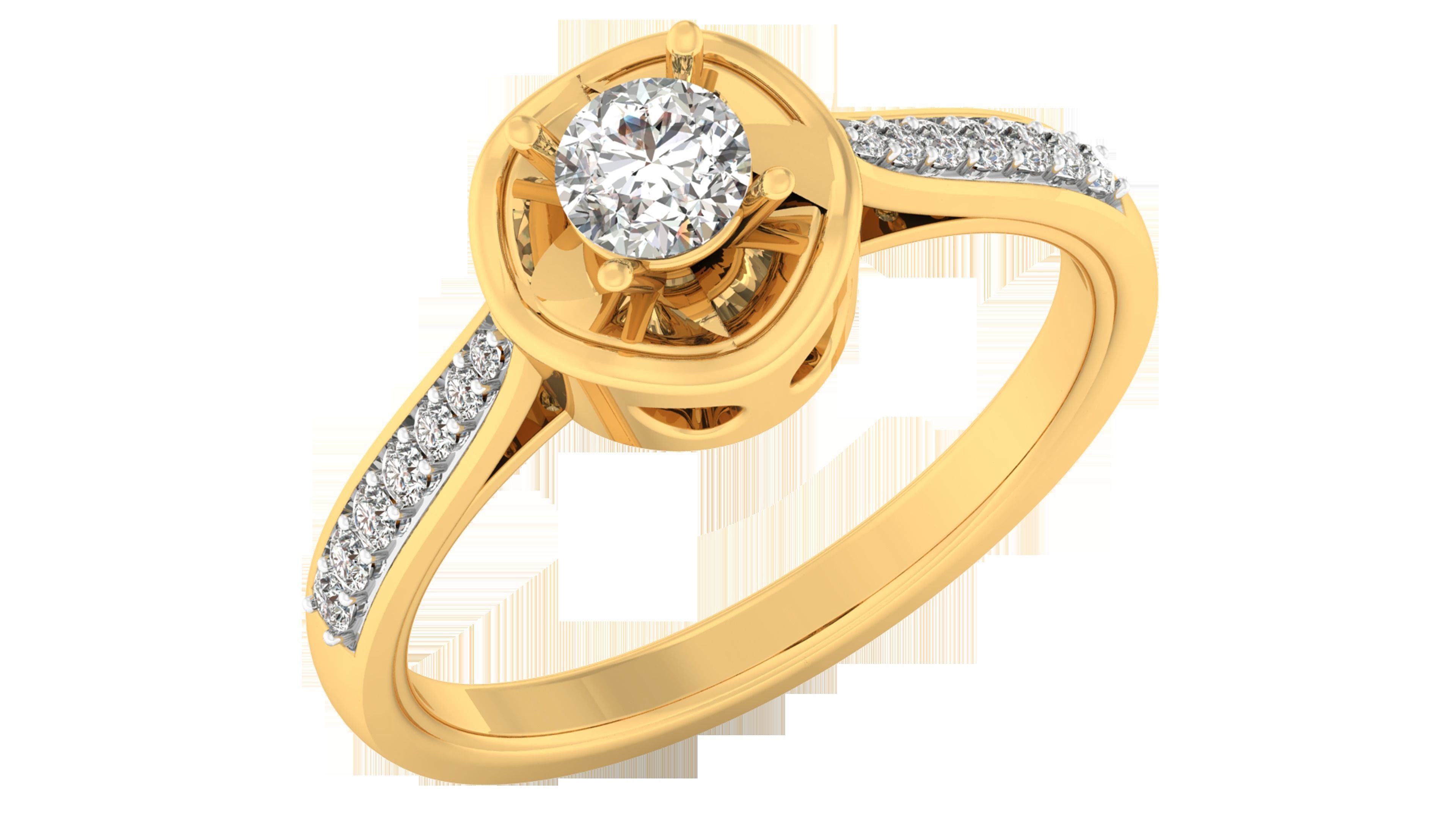 Solitaire ring model 3D print model_1